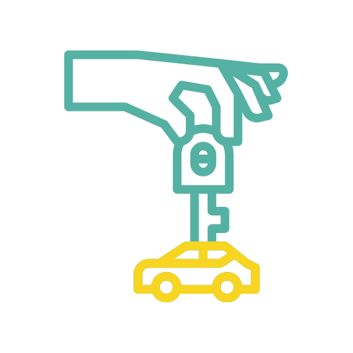 ZIPS Car Wash brand teal and yellow graphic hand holding key above a car