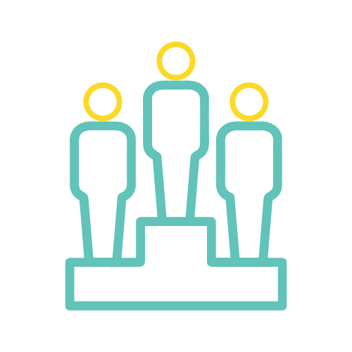 ZIPS Car Wash brand teal and yellow graphic three people on award ceremony platform