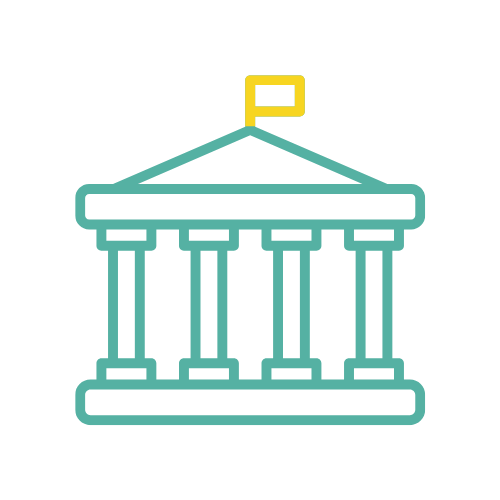 ZIPS Car Wash brand teal and yellow graphic four-column building with flag on top