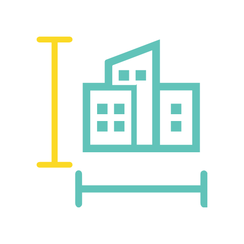 ZIPS Car Wash brand teal and yellow graphic buildings measured width and height